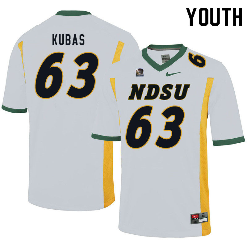 Youth #63 Jake Kubas North Dakota State Bison College Football Jerseys Sale-White
